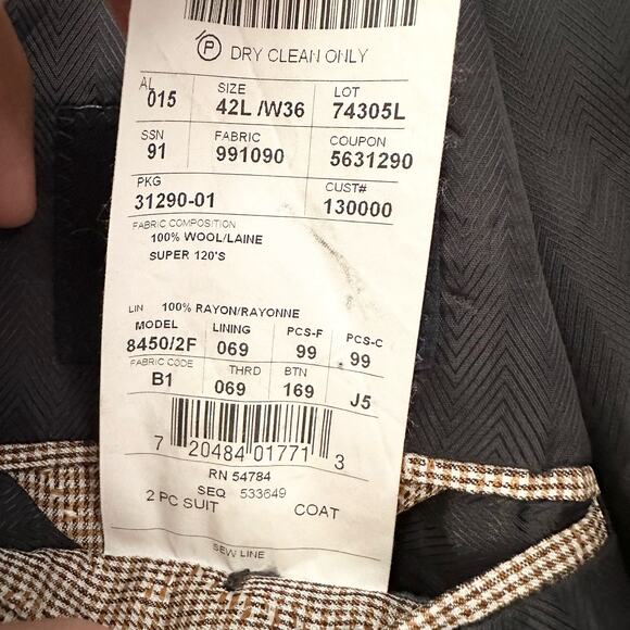 Joseph Abboud Loro Piana Wool Navy Blue Two Button Men Sports Jacket Blazer 42L - Picture 11 of 12